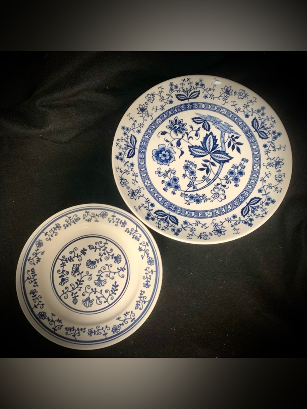 (2) Vintage Blue & White Decorative Plates Bundle – Homer Laughlin + Blue Onion
